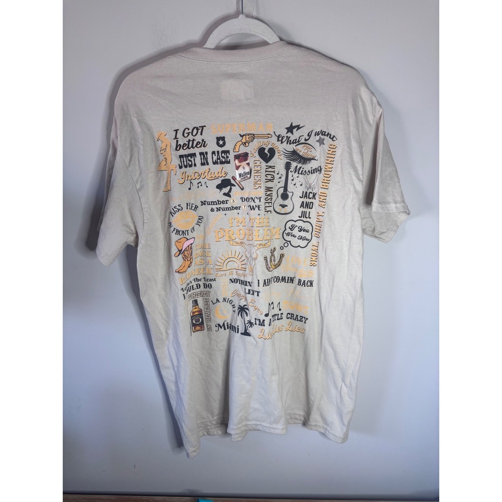 Morgan Wallen Im The Problem Song Lyric Graphic T-Shirt Sand Beige Medium - Picture 6 of 6